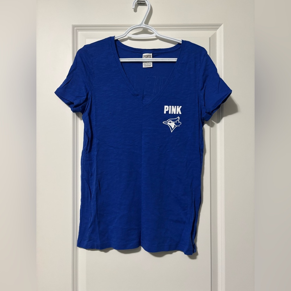 PINK Victoria's Secret Fitted Blue Tee Short Sleeve